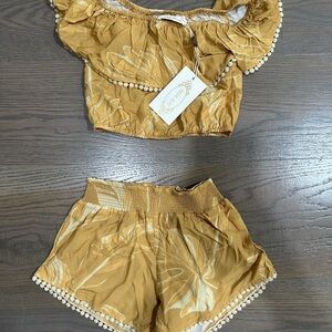 Joyfolie Yellow High-Waisted Boho Shorts